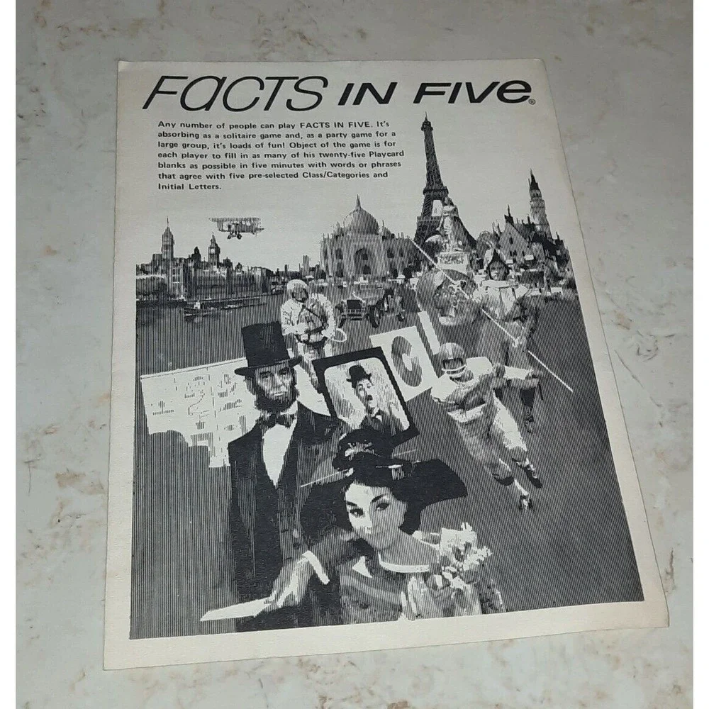 Vintage Facts in Five-Game of Knowledge Replacement Piece - Picture 1 of 3